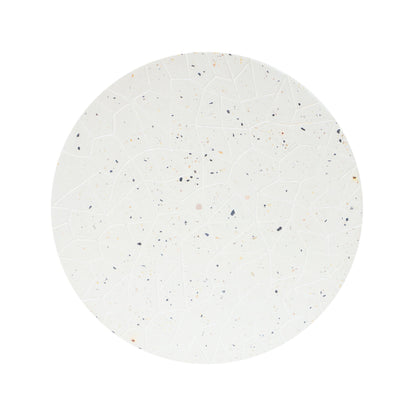 Outdoor Terrazzo Concrete Drum End Table, Living Room Accent Table - White Terrazzo