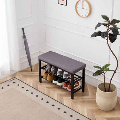 Shoe Bench With Cushion, Storage Seat For Entryway