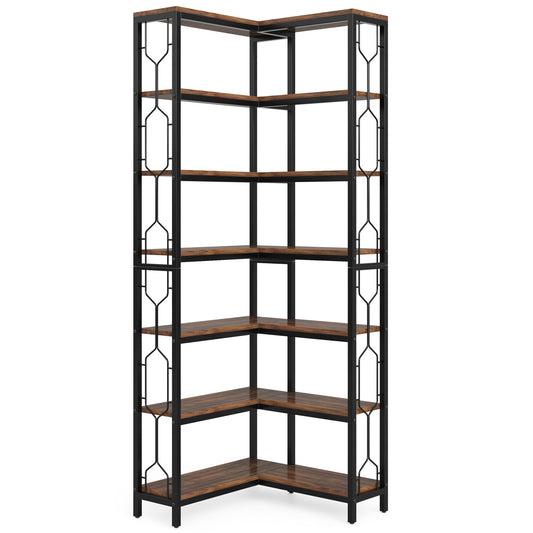 7 Tier Corner Bookshelf, Etagere Display Shelf