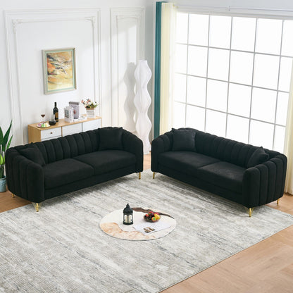 Oversized Sofa, 3 And 3 Seater, Tufted Couch For Living Room - Black