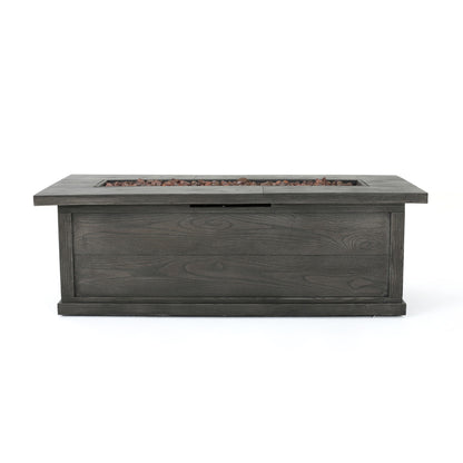 Transitional Rectangular Outdoor Propane Fire Pit With 50,000 Btu