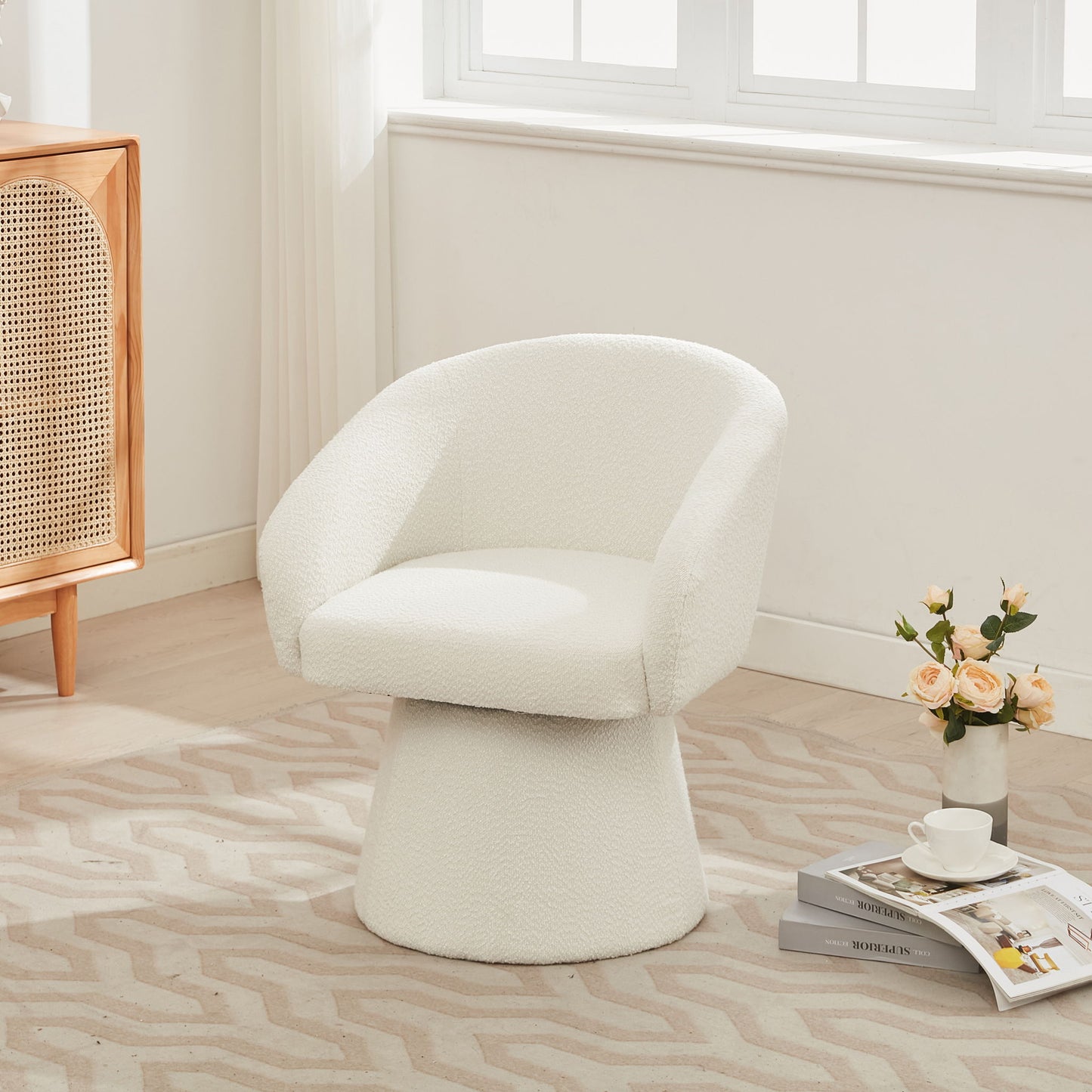 Modern Swivel Accent Chair With Ergonomic Barrel Design