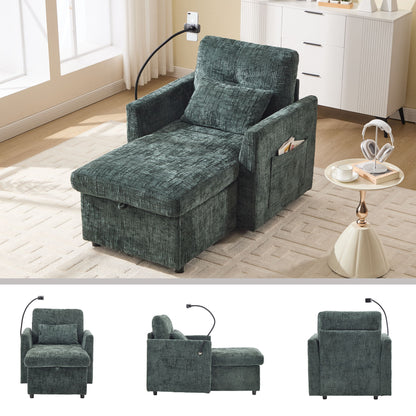 Multifunctional Chenille Recliner Sofa With Storage And Phone Bracket
