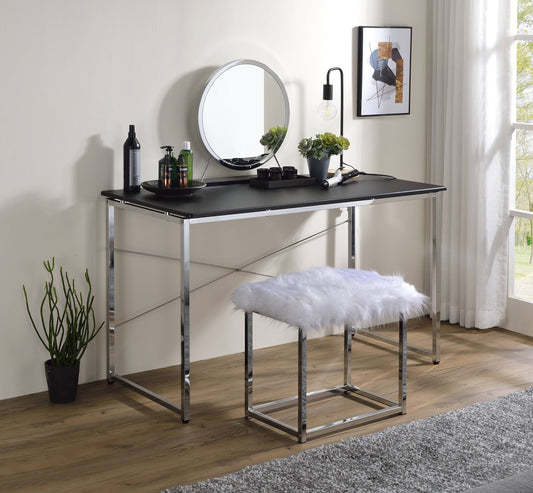 Tennos Black & Chrome Finish Vanity Desk