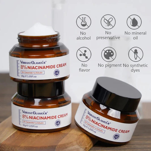 VIBRANT GLAMOUR Niacinamide  Set 8% Cream+ 5% Serum+ 2% Toner + 2% Moisturizer 5X Ceramide  4PCS
