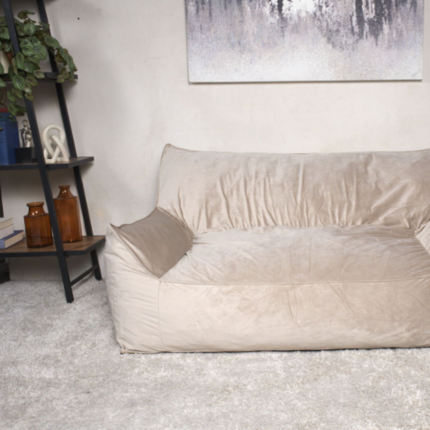 Fila - Velveteen Oversized Seater Bean Bag Chair With Armrests