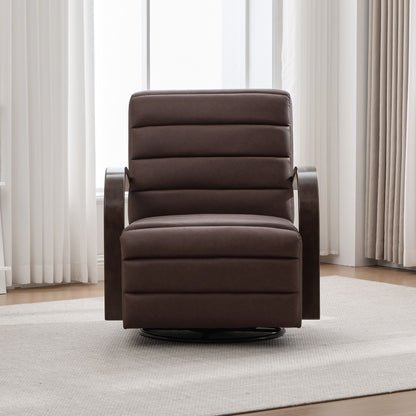 360° Swivel Accent Chair With Armrests, Comfy Lounge - Brown