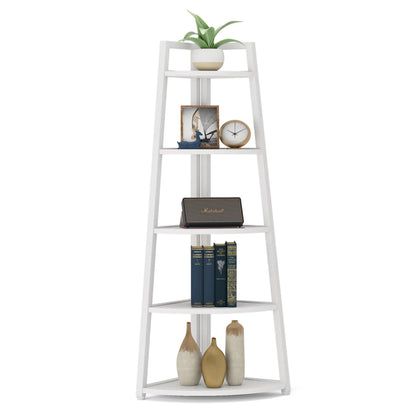 Tall 5 Tier Corner Bookshelf For Living Room