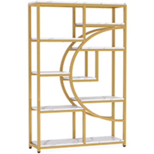 5 Tier Corner Etagere Bookshelf With 9 Open Shelves Storage Organizer For Living Room