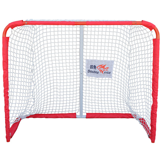 DOUBLE FISH Premium Steel Street Hockey Goal Set - 72'x48', Indoor/Outdoor, Durable & Portable with Reinforced Net And Easy Assembly