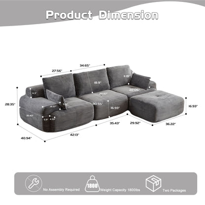 Compressed Sofa, Large Sectional Couches For Living Room - Gray