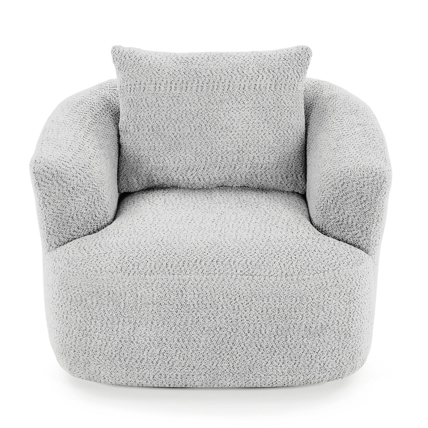 360° Swivel Barrel Sofa Chair With Throw Pillow, Chenille Upholstered Accent Chair