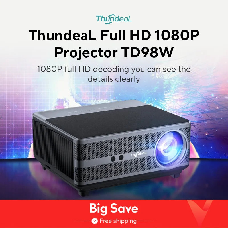 ThundeaL TD98 1080P Full HD Projector LED 4K WiFi Android Projector Auto Focus TD98W PK DLP 3D Video Smart Home Theater Beamer