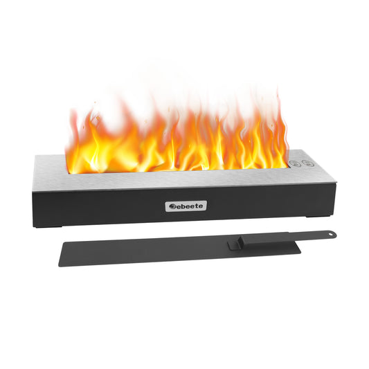 13.7 in. x 2.1 in. Black Bio-Ethanol Ventless Fireplace in Glass/Metal for Indoor/Outdoor, Smokeless Tabletop Fire Pit