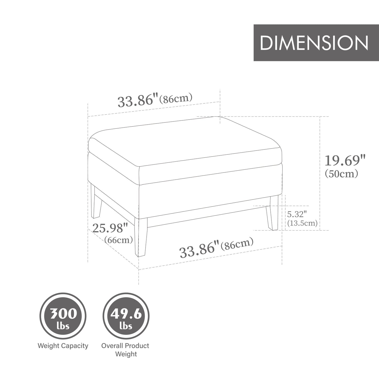 Upholstered Storage Ottoman With Reversible Lid Coffee Table, Foot Stool