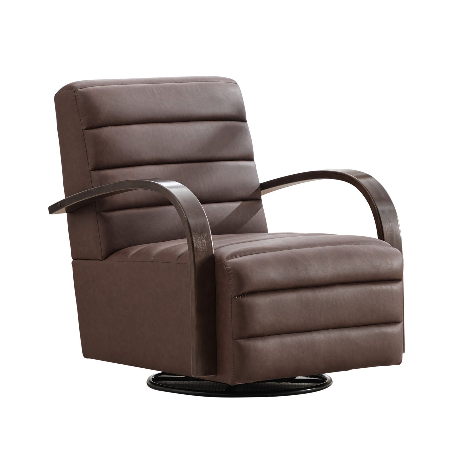 360° Swivel Accent Chair With Armrests, Comfy Lounge - Brown