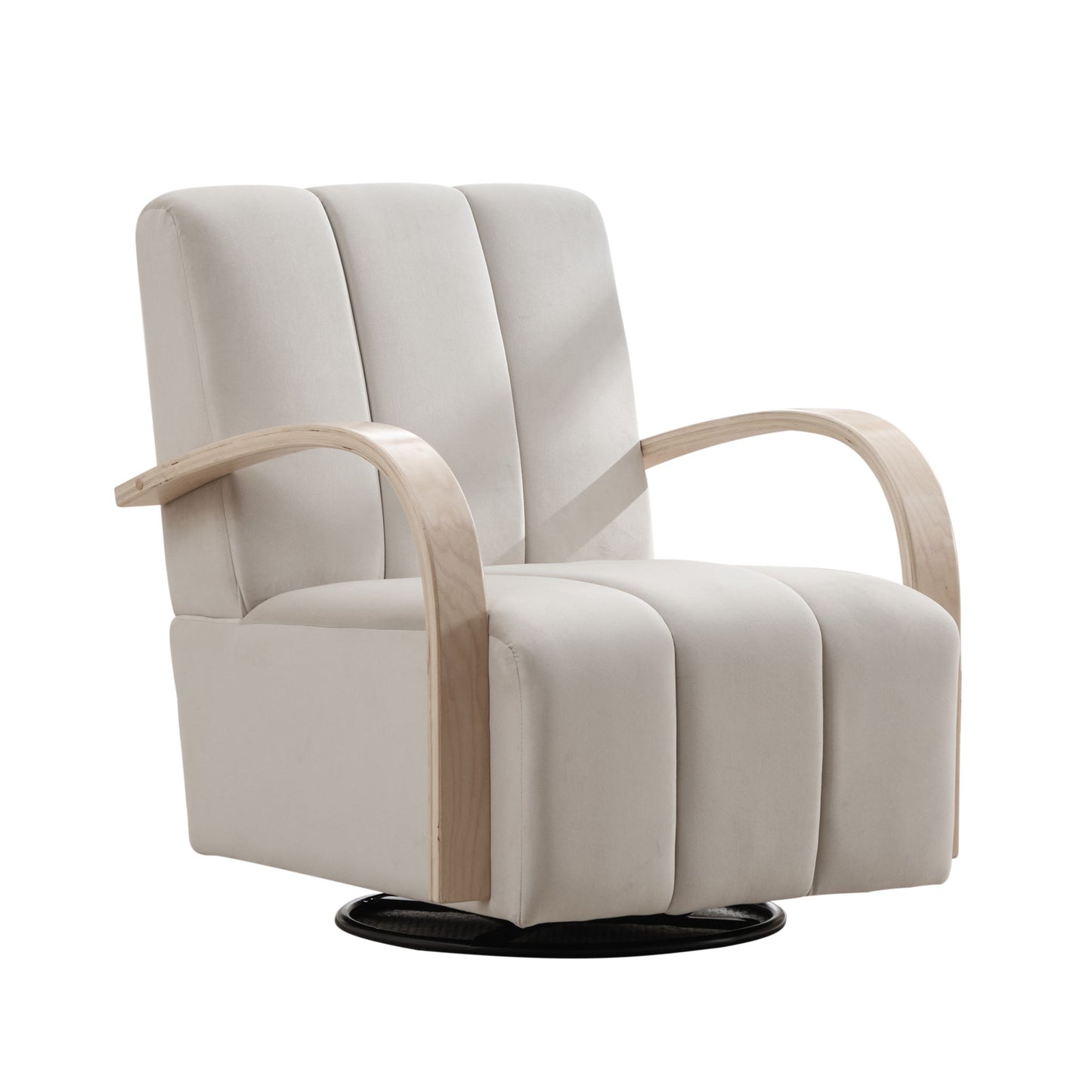 360° Swivel Accent Chair With Armrests, Comfy Lounge Chair - Beige
