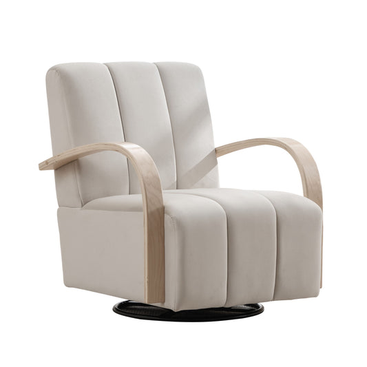 360° Swivel Accent Chair With Armrests, Comfy Lounge Chair - Beige