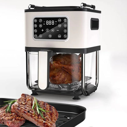 Air Fryer Oven and Frying Pan Combo, One-Touch Screen Small Air Fryer with 12 Precise Presets