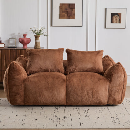 Giant Bean Bag Couch, Ultra Soft Fluffy Loveseat For Living Room Reading Chair With Pillows - Brown