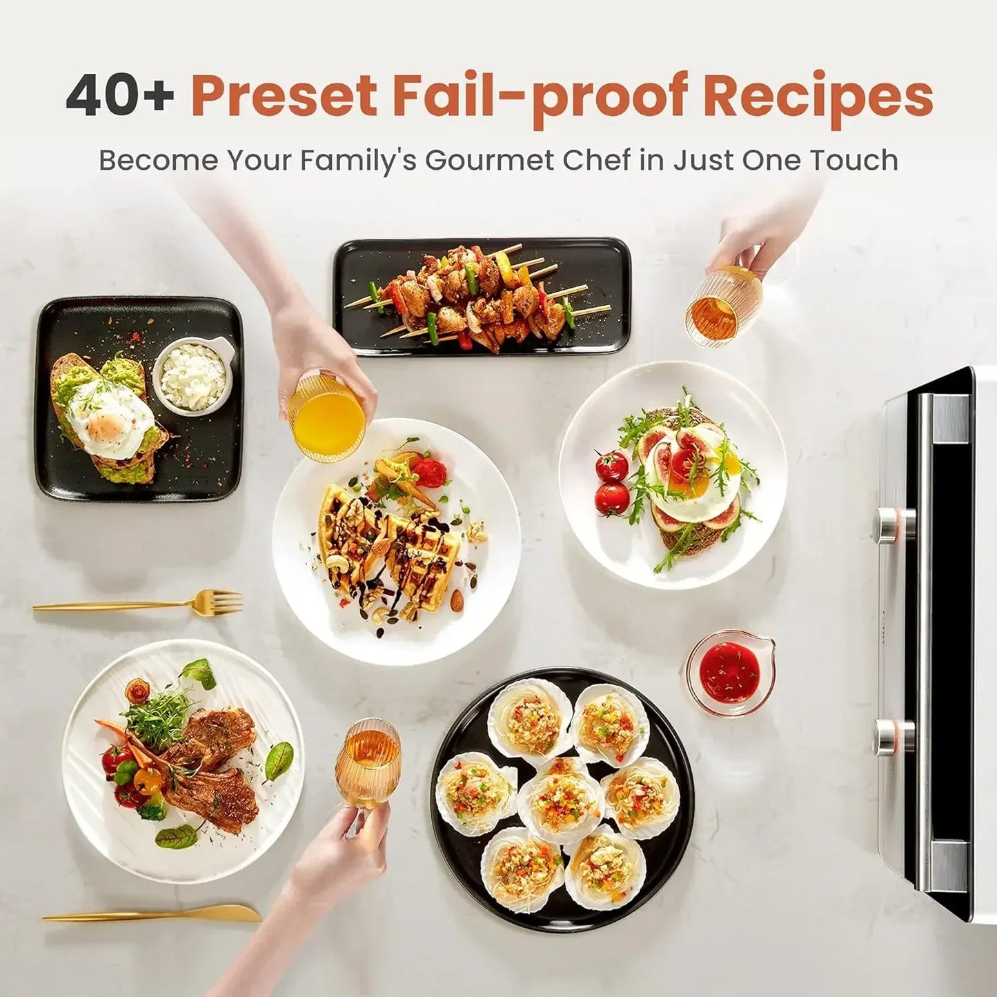 Hot sales ChefCubii 4-in-1 Countertop Convection Steam Oven, Air Fryer, Dehydrator With True Convection Bake, Steam-Bake,
