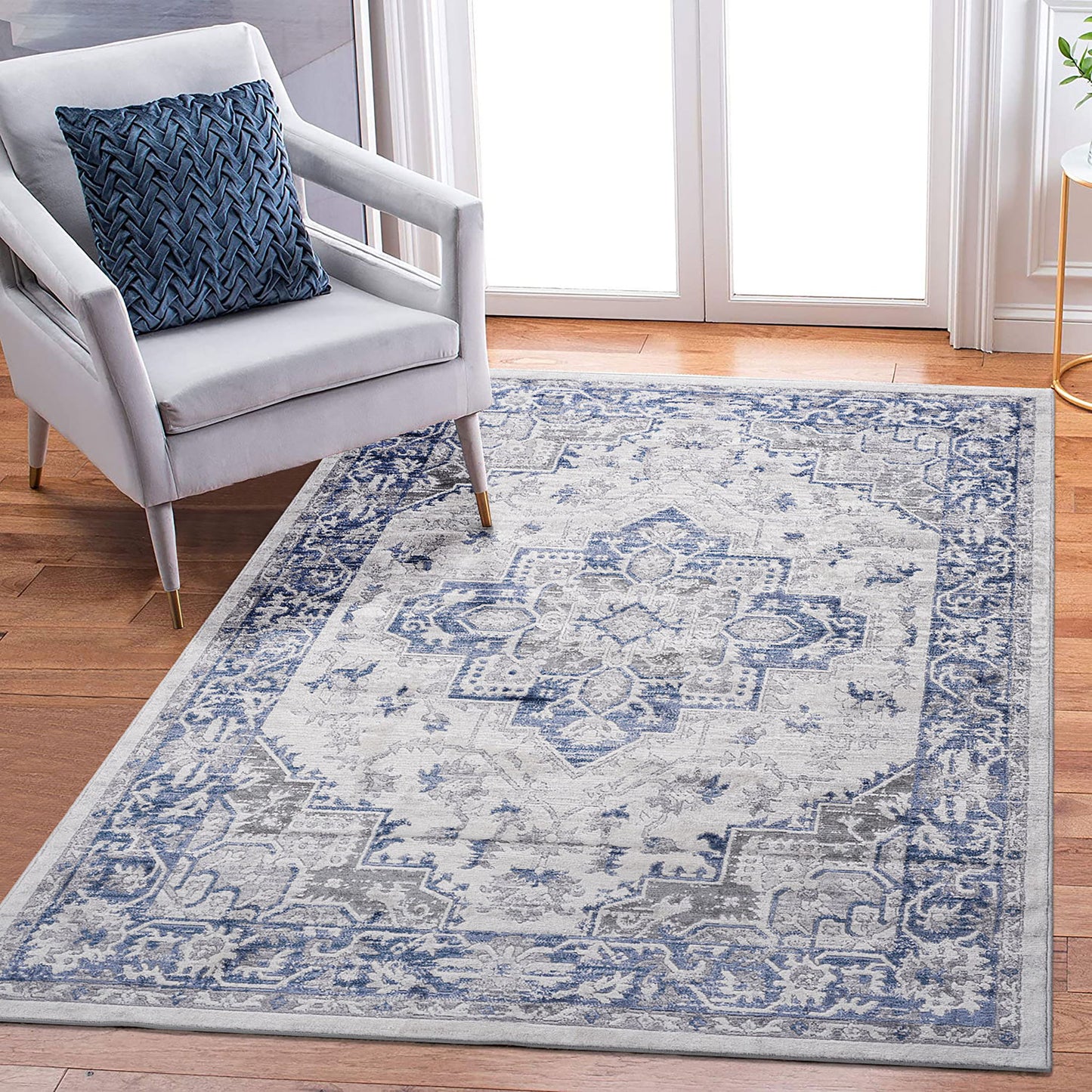 Marfi - 8' X 10' Oriental Area Rug - Blue / Gray
