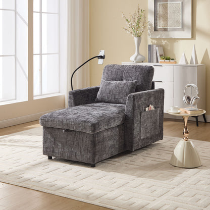 Multifunctional Chenille Recliner Sofa With Storage And Phone Bracket