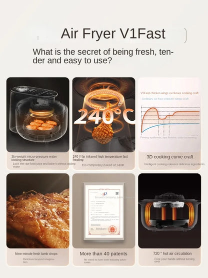 Quick and Tender Baking without Turning over Air Fryer Steam Oven Large Capacity Deep Frying Pan V1