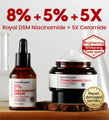 VIBRANT GLAMOUR Niacinamide  Set 8% Cream+ 5% Serum+ 2% Toner + 2% Moisturizer 5X Ceramide  4PCS