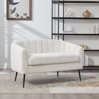 Glam Mini Loveseat, Accent Couch - Ivory