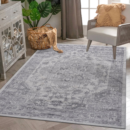 Marfi - 8' X 10' Oriental Area Rug - Silver