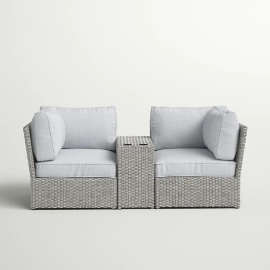 Outdoor Wicker Loveseat With Cushions