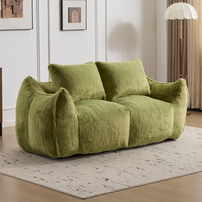 Giant Bean Bag Couch, Ultra Soft Fluffy Loveseat For Living Room Reading Chair With Pillows - Green