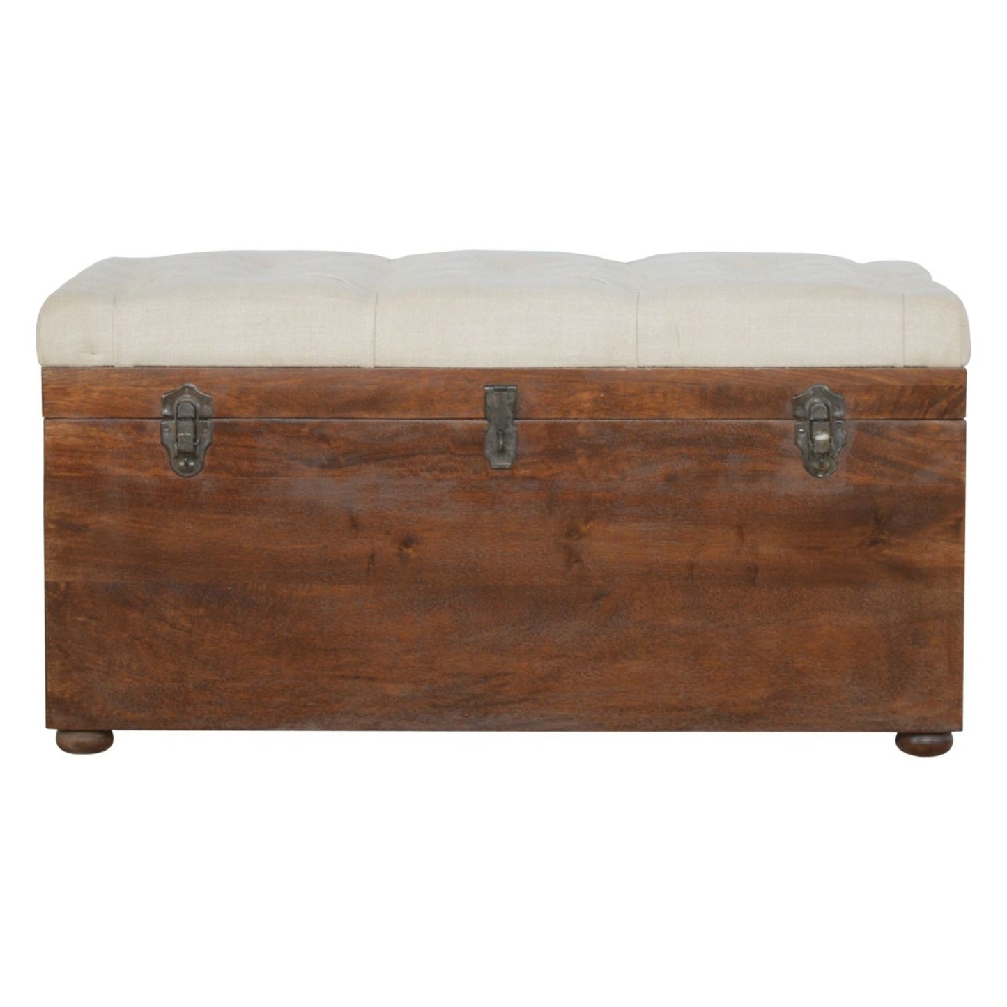 Linen Storage Trunk - Chestnut / White Linen