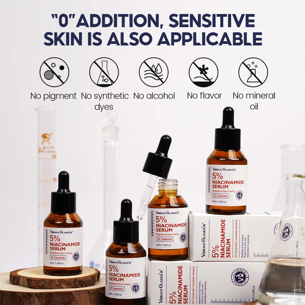 VIBRANT GLAMOUR Niacinamide  Set 8% Cream+ 5% Serum+ 2% Toner + 2% Moisturizer 5X Ceramide  4PCS