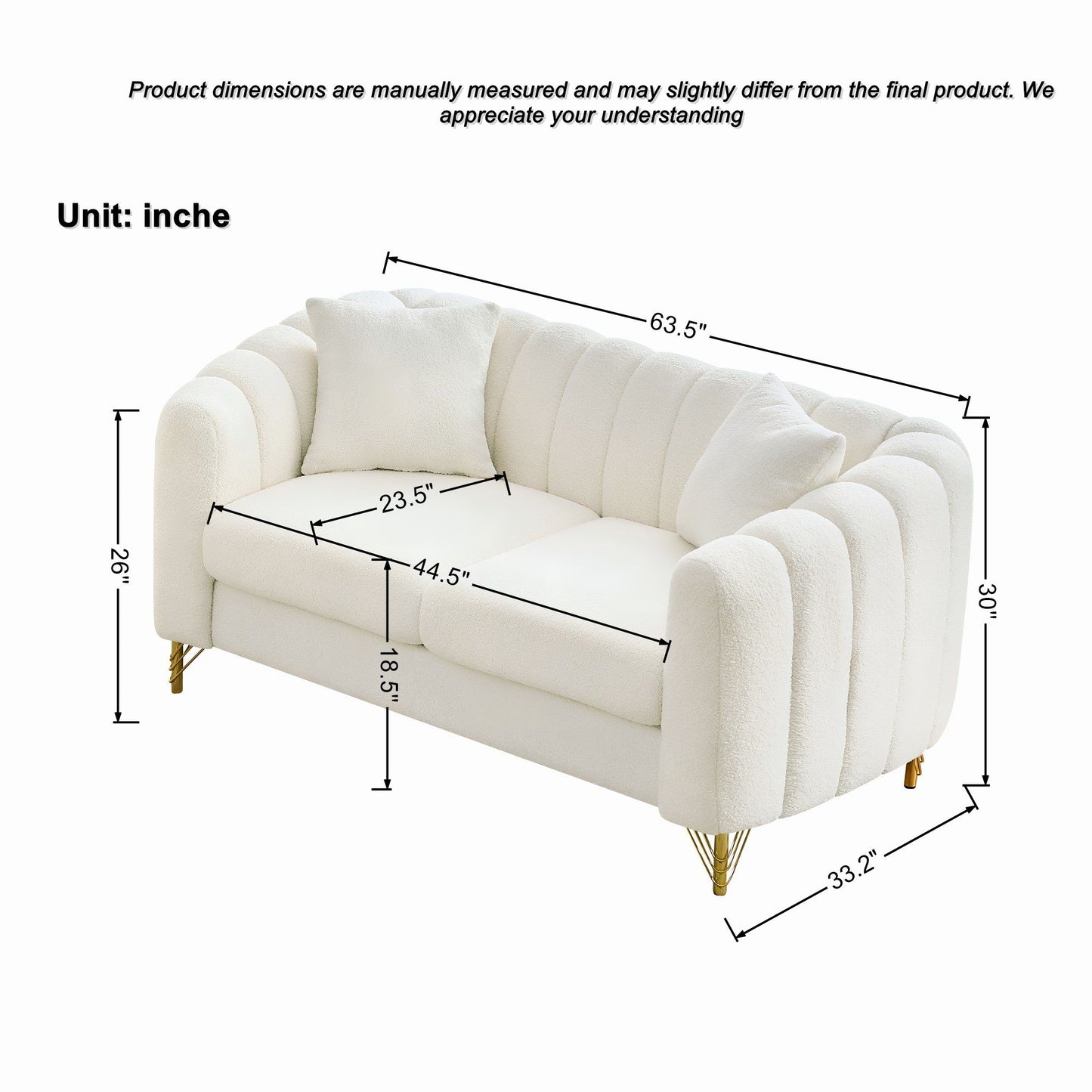 Loveseat Sofa For Living Room And Bedroom - Beige