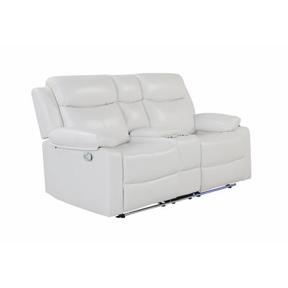 Blanche - Reclining Loveseat With LED Lights And Built In Speakers - White