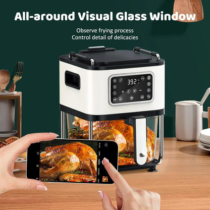 Air Fryer Oven and Frying Pan Combo, One-Touch Screen Small Air Fryer with 12 Precise Presets