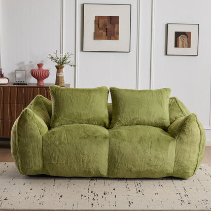 Giant Bean Bag Couch, Ultra Soft Fluffy Loveseat For Living Room Reading Chair With Pillows - Green