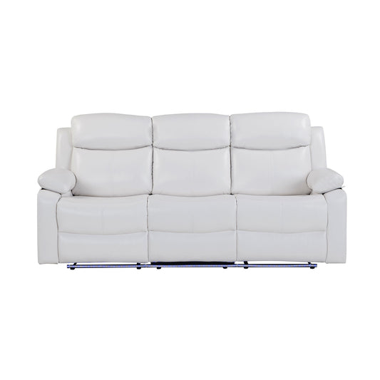 Blanche - Reclining Sofa With LED Lights Frame, Pillow Top Arms - White