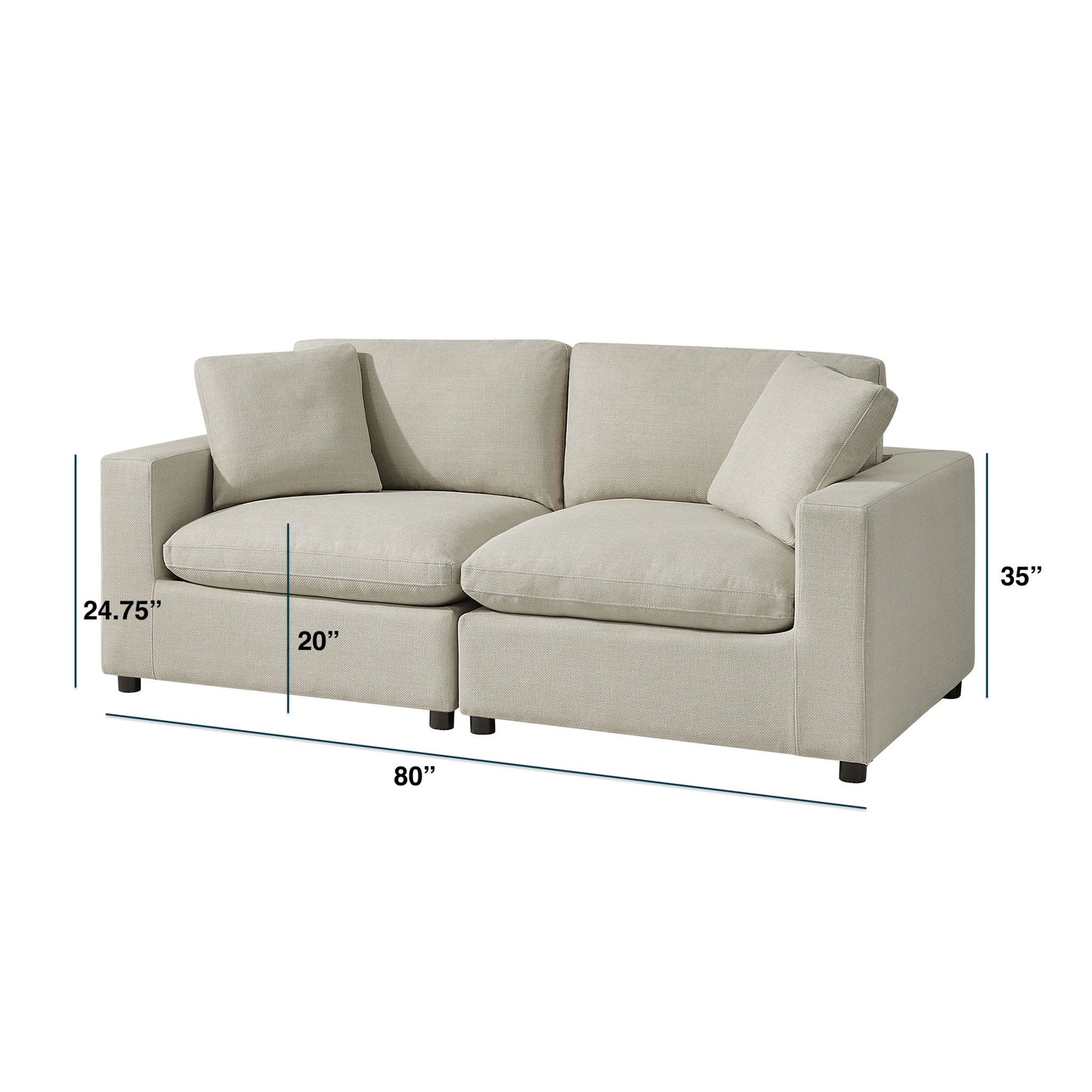 Cassandra - Modular 2 Piece Sofa - Beige