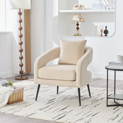 Open Back Accent Chair, Round Armchair For Living Room, Bedroom - Beige