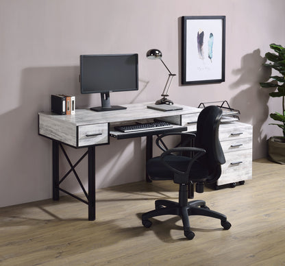 Settea Antique White & Black Finish Computer Desk