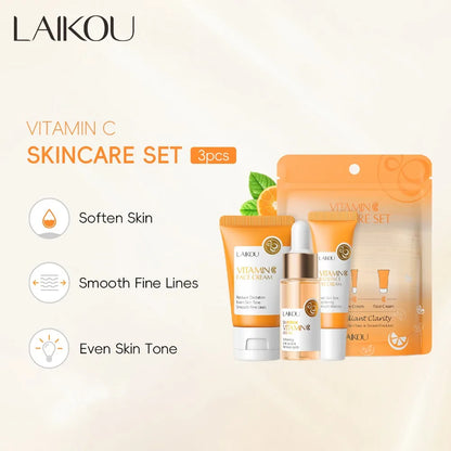 LAIKOU Vitamin C 24K Golden Sakura Skin Care Sets Face Cream Serum Eye Cream Moisturizing Anti Wrinkles Face Care Kit 3pcs/set