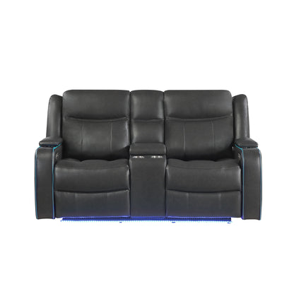 Blanca - Power Console Reclining Loveseat With LED Lights And Power Headrest Frame - Charcoal
