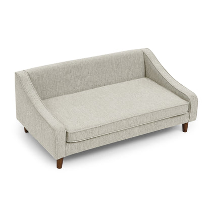 Modern Durable Elevated Dog Sofa Bed with Irregular Armrest Design, Comfortable Beige Foam Pet Sofa