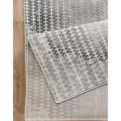 Geometrix - 5'3" X 7'3" Area Rug, Geometric 3D Effect - Ivory / Gray