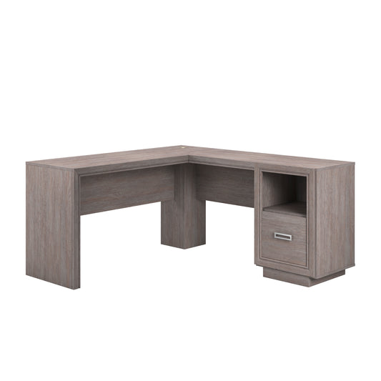 L-Shaped Desk, Brown finish