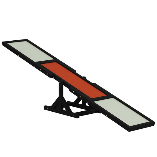 PawHut Wooden Dog Agility Seesaw for Training and Exercise, Platform Equipment Run Game Toy, Weather Resistant Pet Supplies, 71' L x 12' W x 12' H, Black