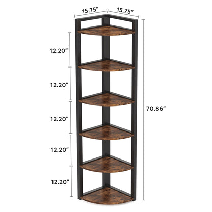 Tall 6 Tier Corner Bookshelf For Living Room